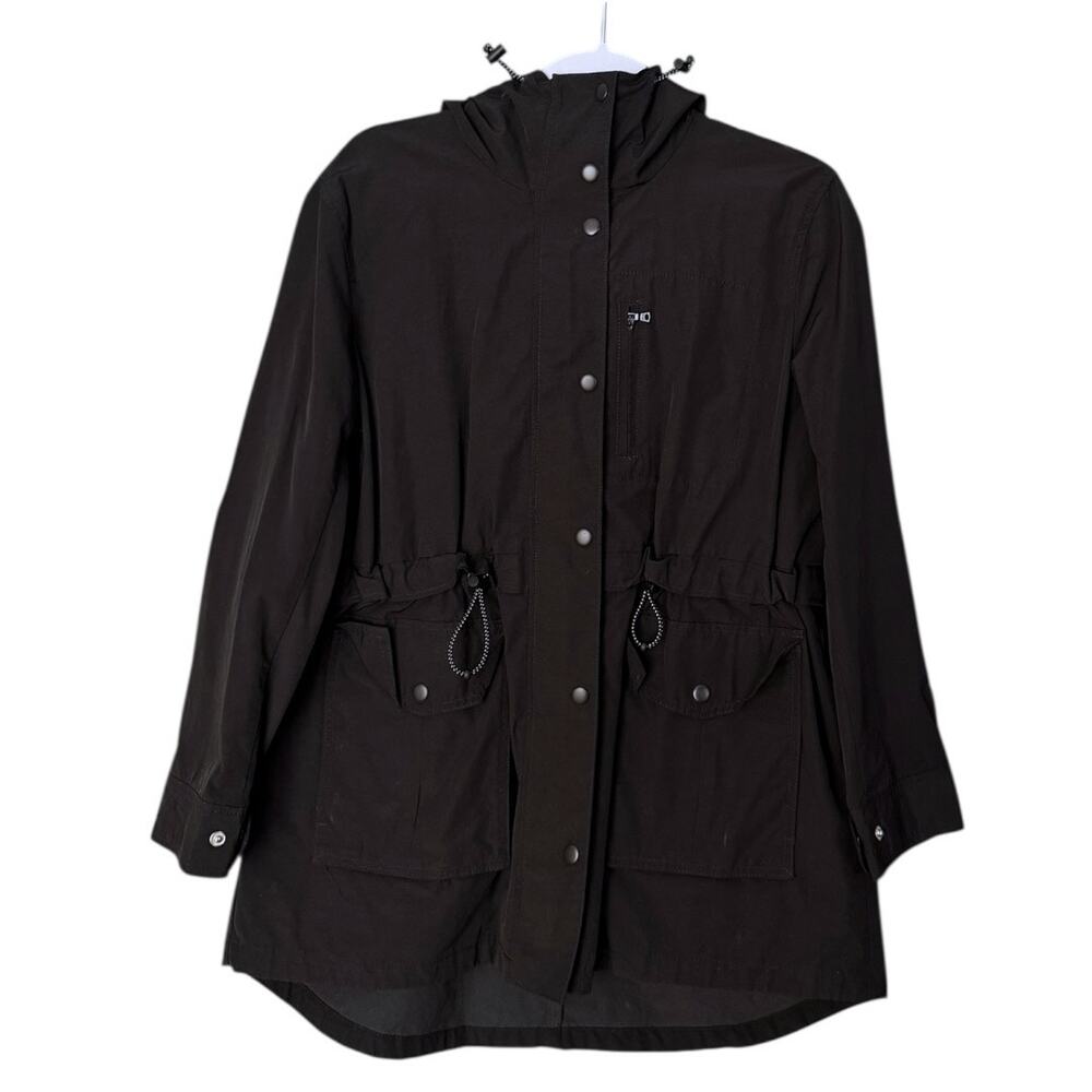 J. Crew Black Hooded Anorak Jacket Womens Small Utility Parka Style Lightweight